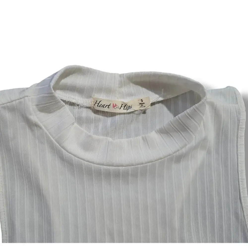 Heart & Hips women's white high neck sleeveless raceback layering tank top small - Picture 4 of 6
